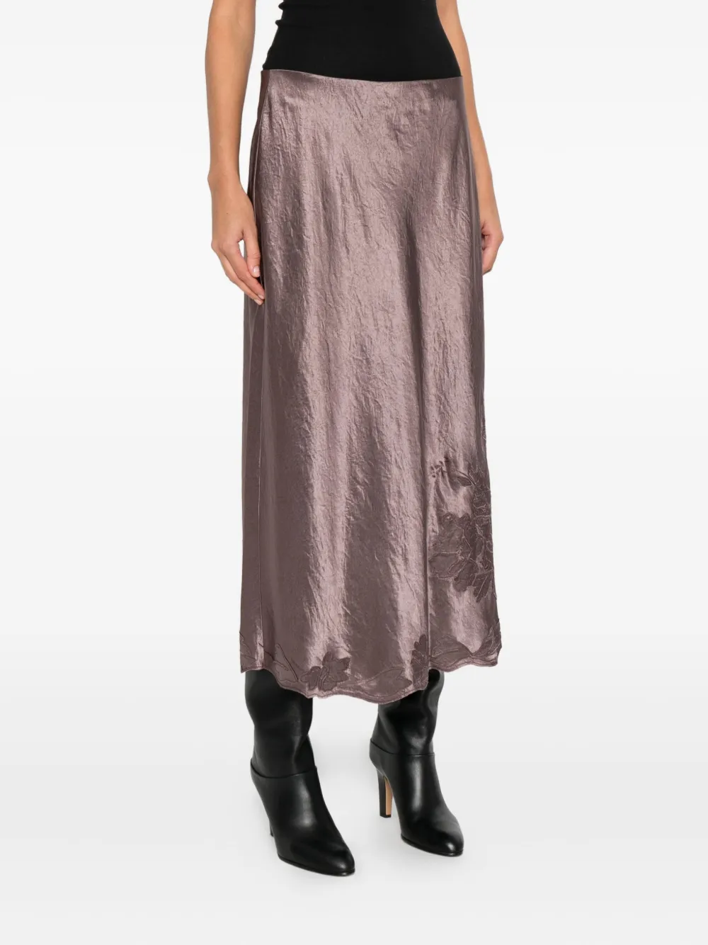 Vince Satin-finish Midi Skirt In Pink