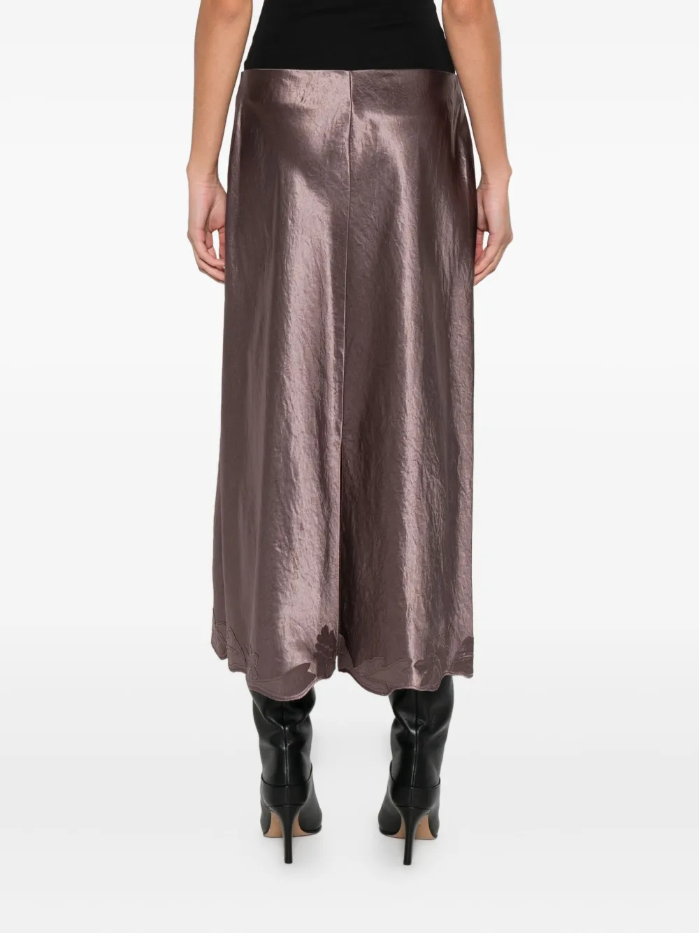 Vince Satin-finish Midi Skirt In Pink