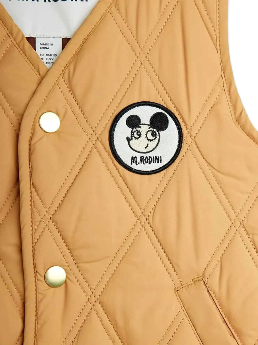 Mini Rodini Ritzratz-patch quilted gilet Beige