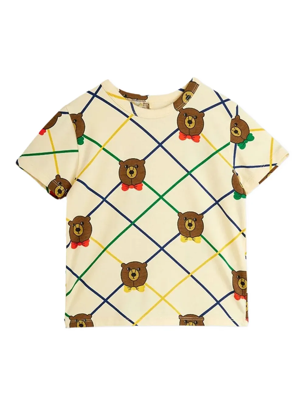 Mini Rodini Bear checkered T-shirt | Neutrals | Image 1