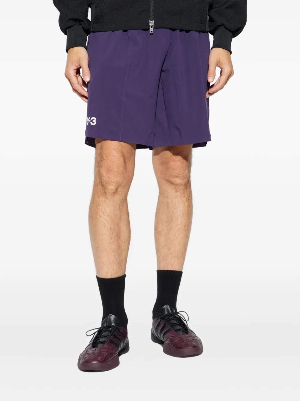Y-3 Trainingsshorts met logoprint Paars