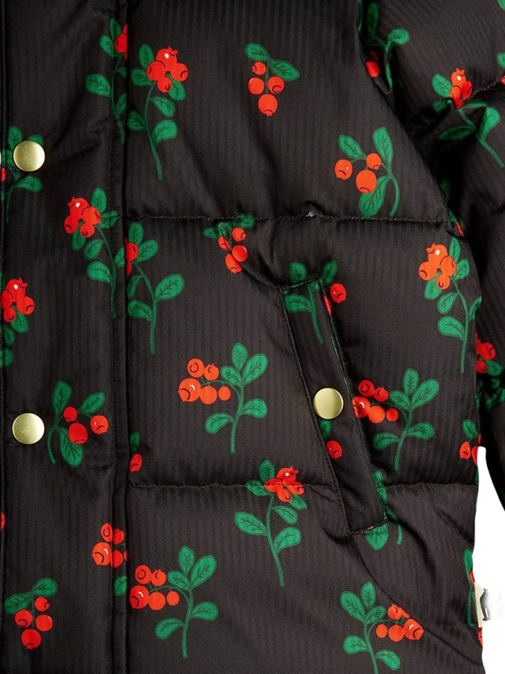 Mini Rodini Donsjack met bessenprint Zwart