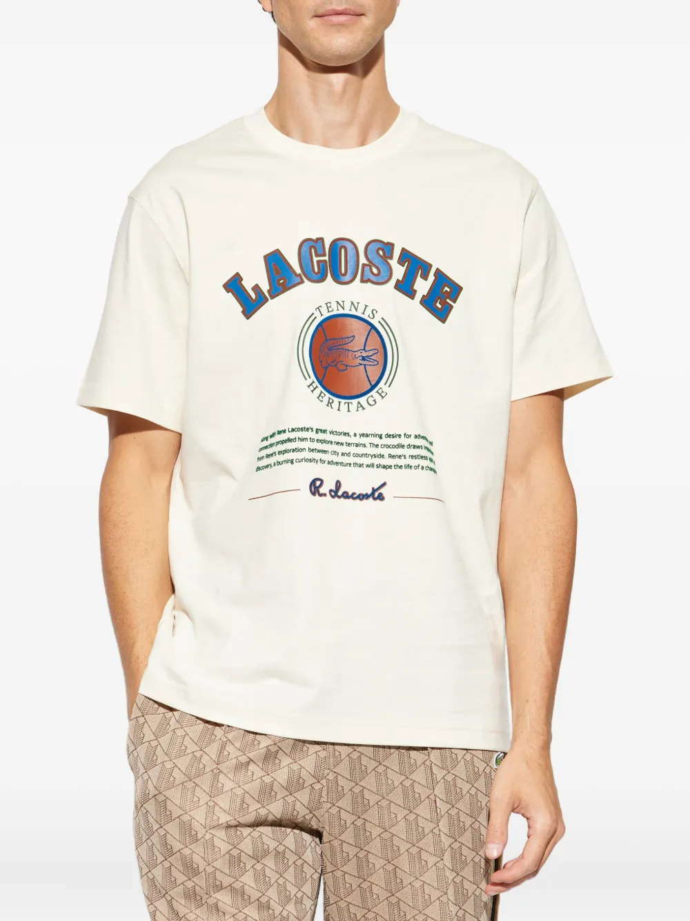 Lacoste T-shirt met logoprint Beige