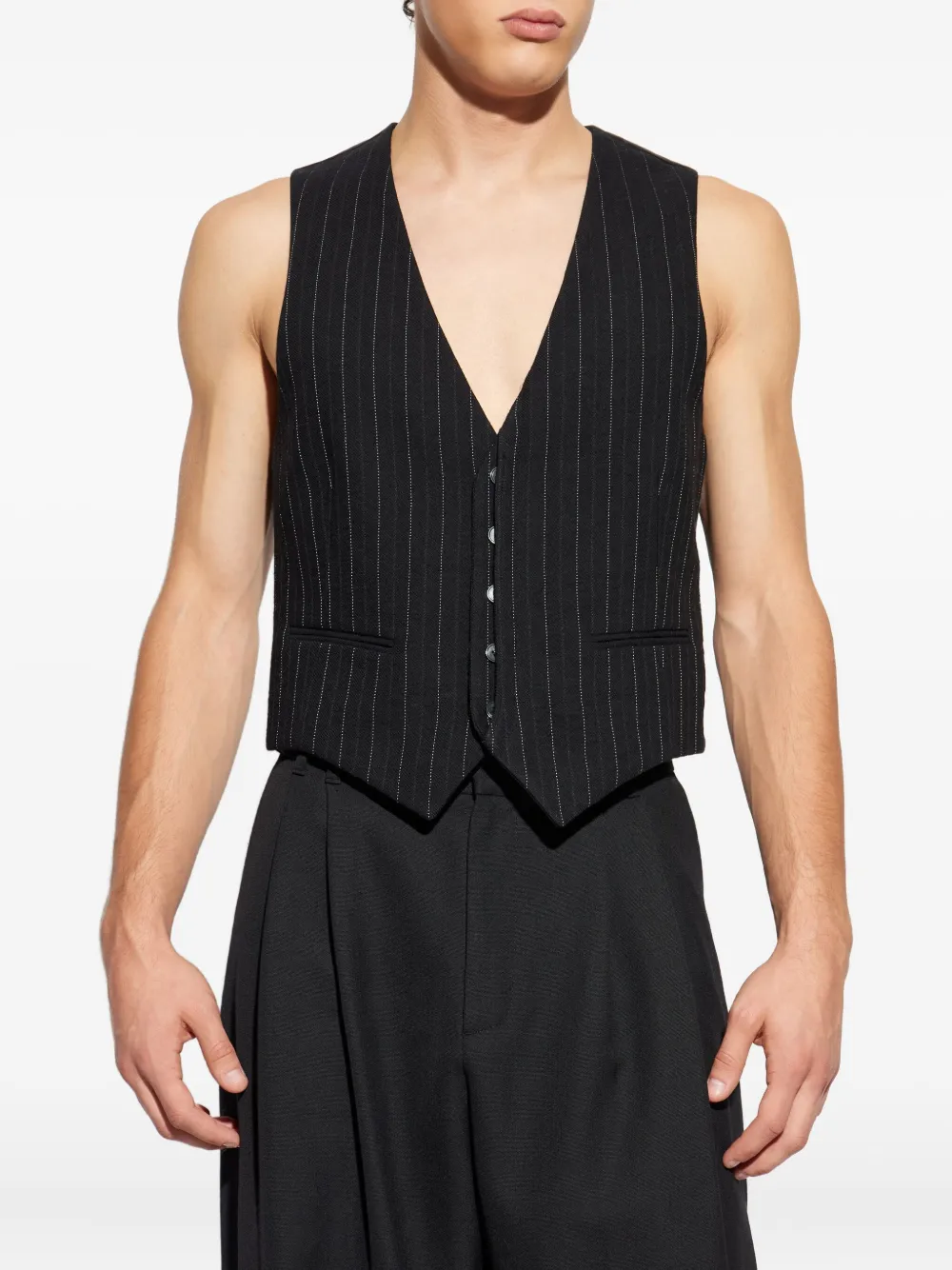 Isabel Marant Pinstripe Sleeveless Waistcoat In Black