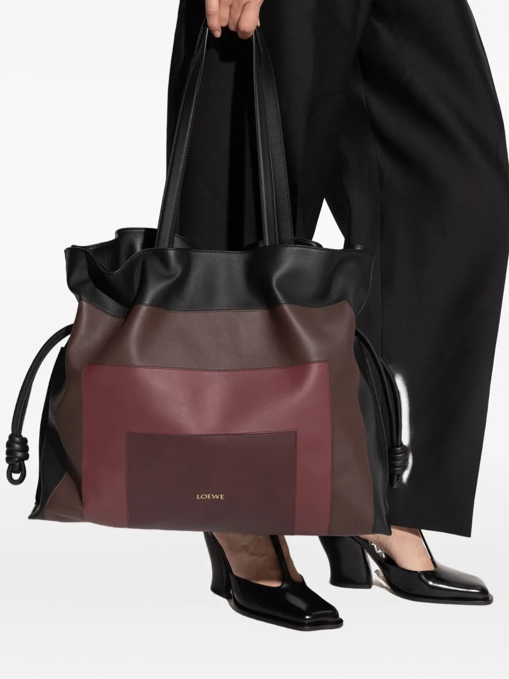 LOEWE x Albers XL Flamenco shopper met geknoopt detail en vlakken - Zwart
