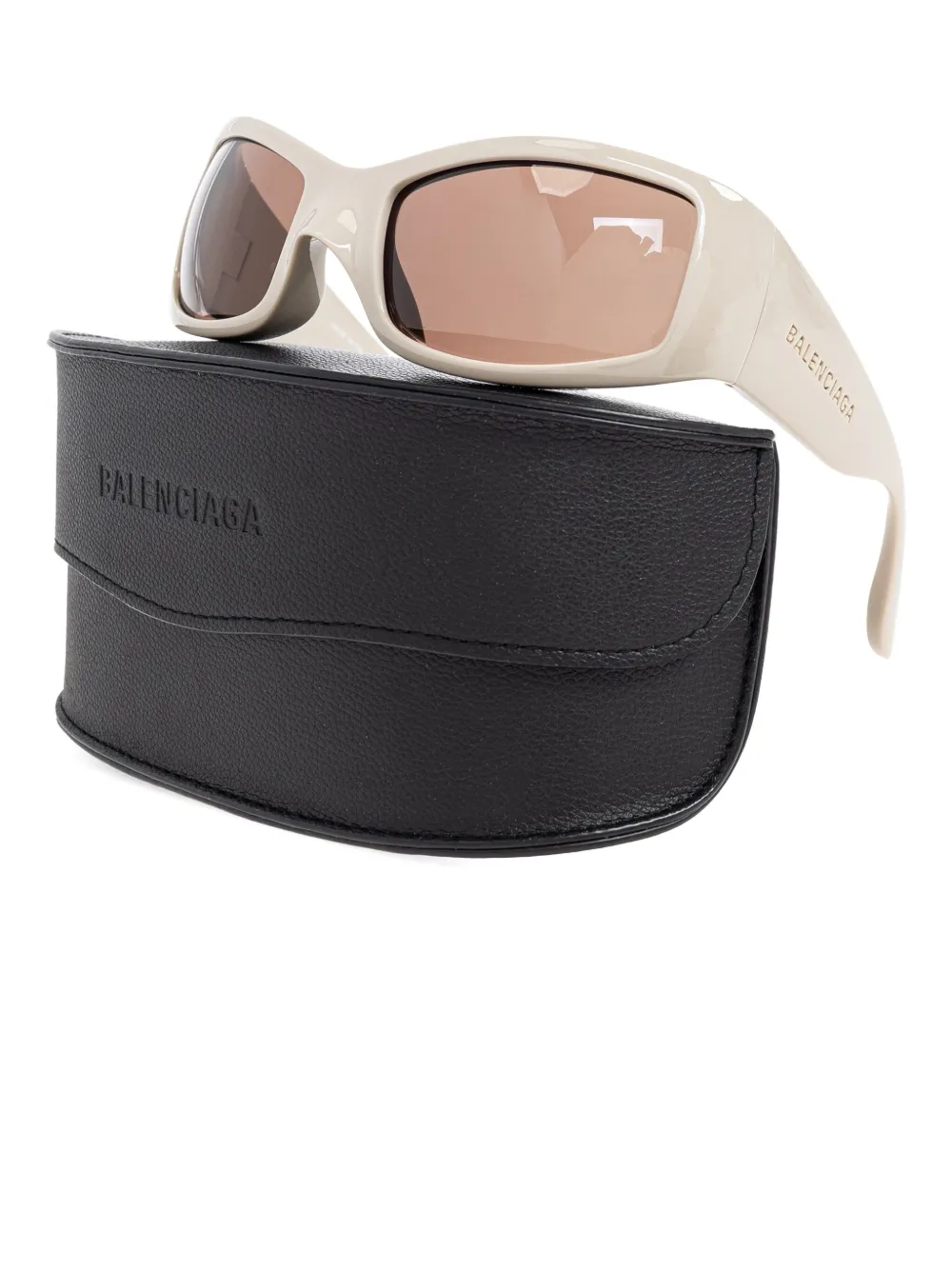 Balenciaga Eyewear Rectangle Frame Sunglasses - Bruin