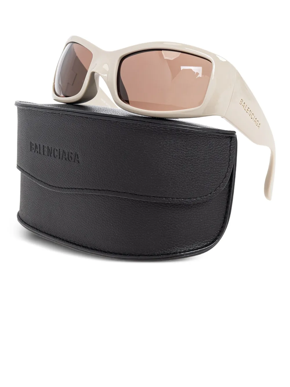 Balenciaga Eyewear Zonnebril met rechthoekig montuur Bruin