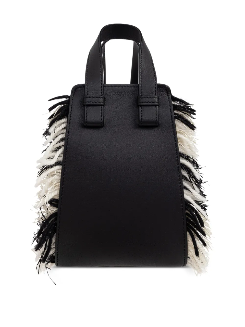 Loewe X Albers Compact Hammock Fringed Leather Tote Bag In Black