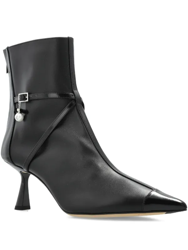 Jimmy Choo パールトリム ポインテッドトゥブーツ 70mm | ブラック 