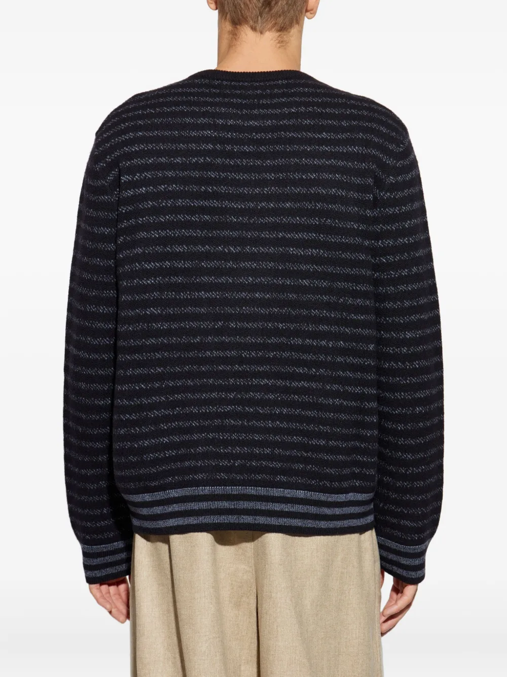 Loewe Striped Logo-embroidered Sweater In Blue