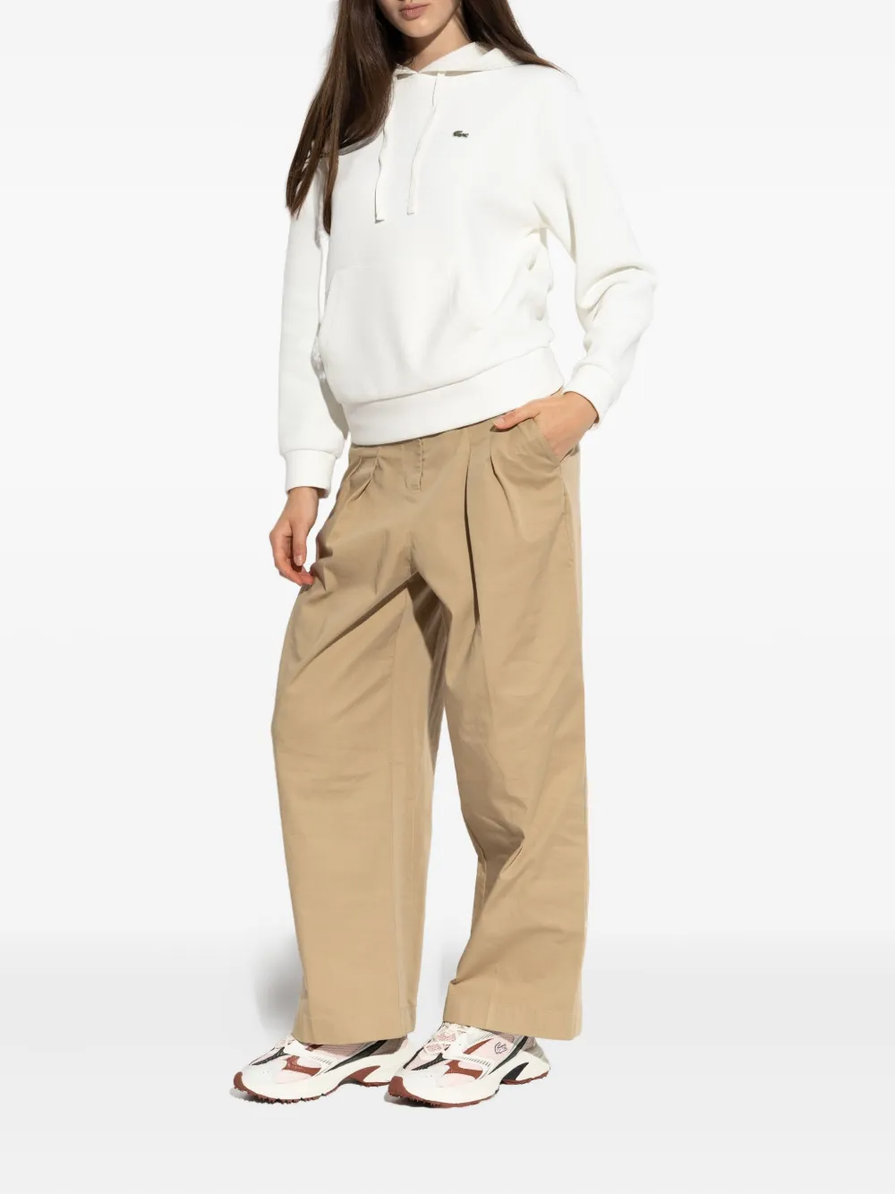 Lacoste Hoodie met geborduurd logo - Wit