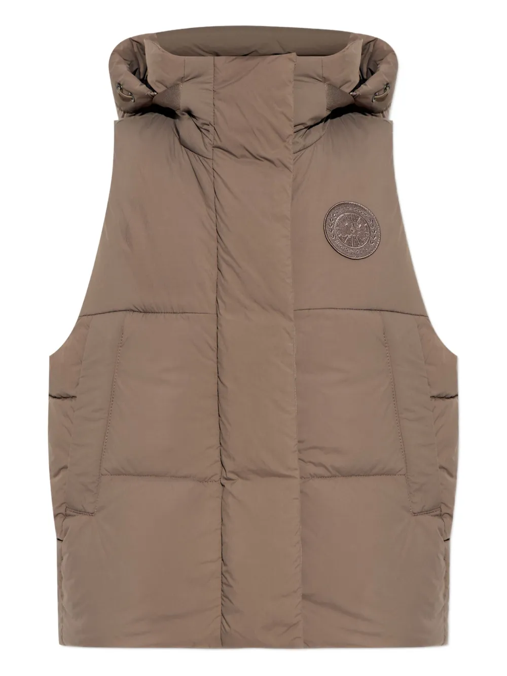 Canada Goose Padded Hooded Gilet In Brown