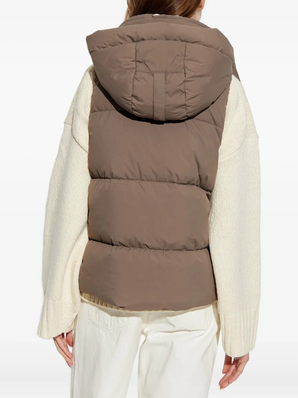 Canada Goose Padded Hooded Gilet In Brown