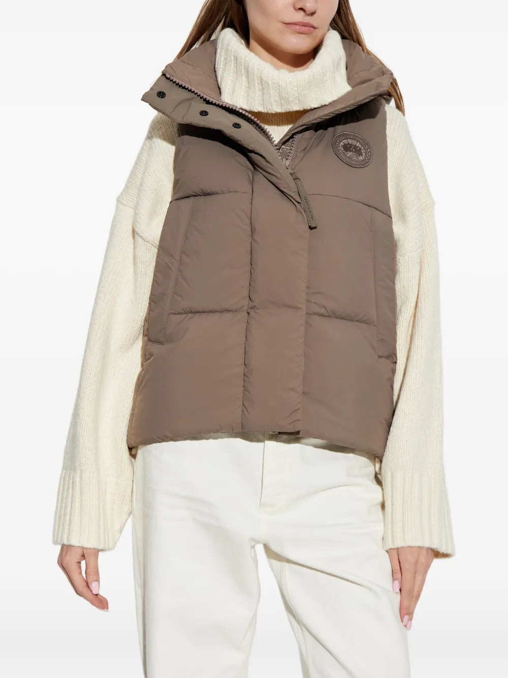 Canada Goose Padded Hooded Gilet In Brown