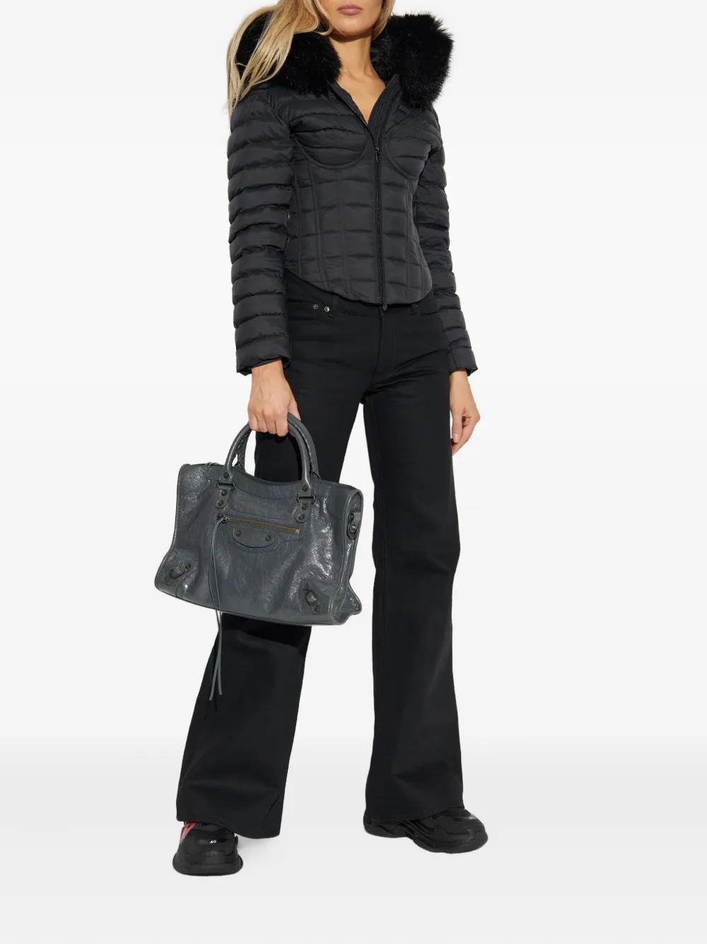 Balenciaga Broek met riemlussen Zwart