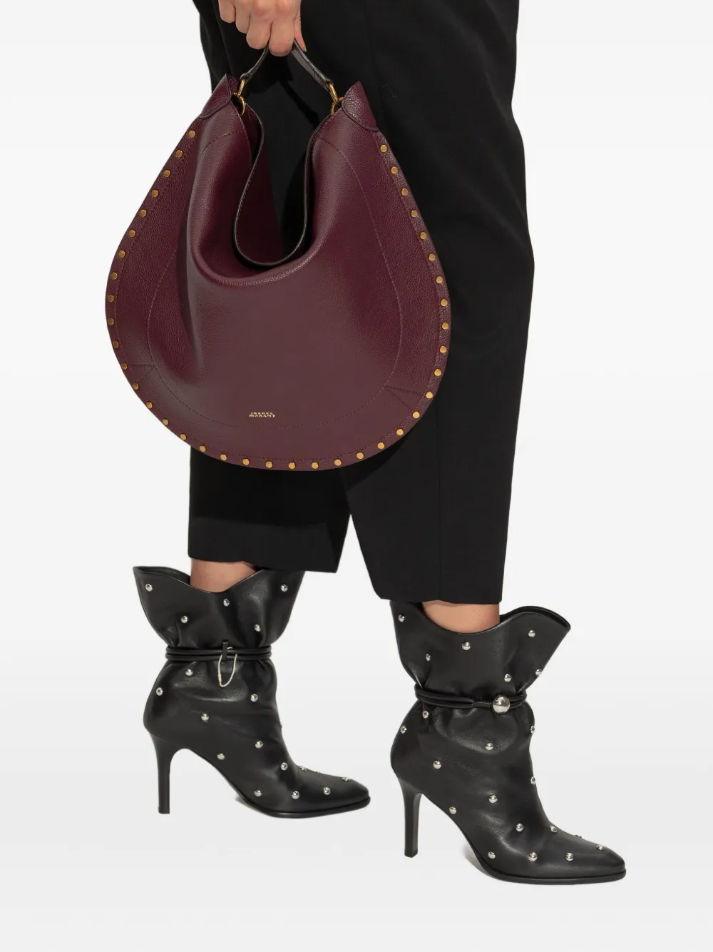 ISABEL MARANT Oskan studded shoulder bag - Rood
