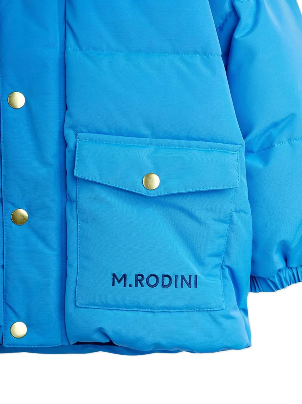 Mini Rodini Hooded Puffer Jacket In Blue