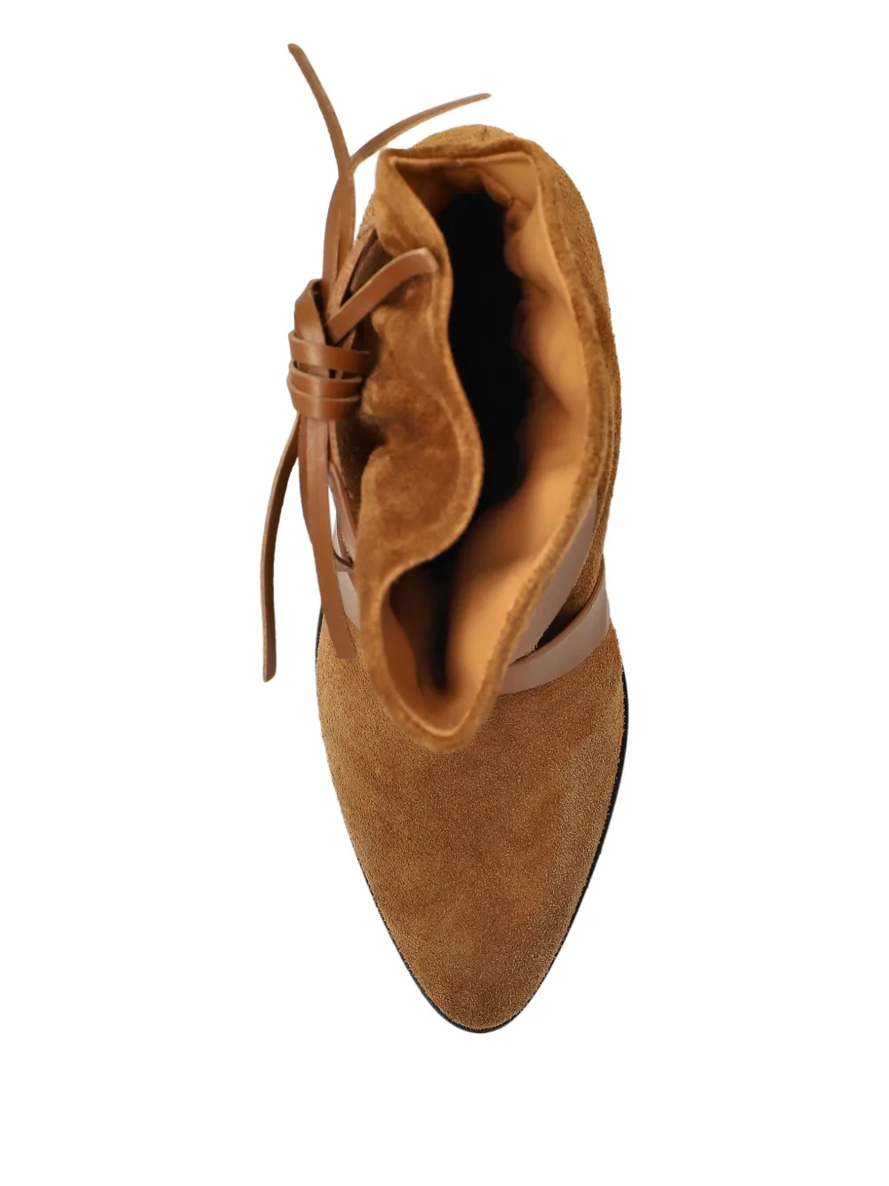 ISABEL MARANT 100 mm suède enkellaarzen met wikkelbandje Bruin