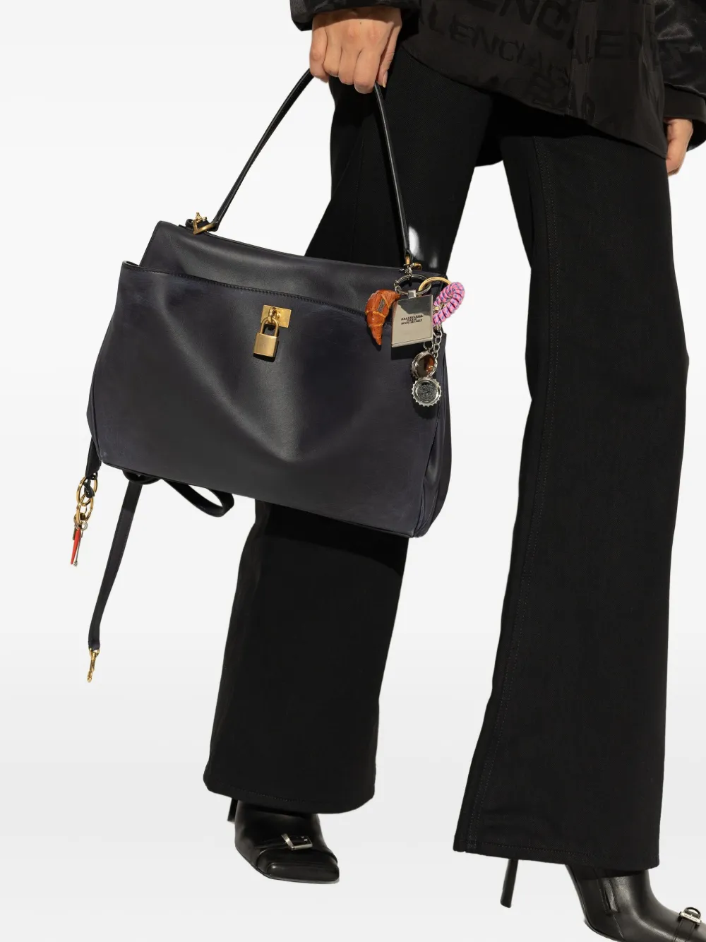 Balenciaga Shopper met slot bedel Zwart