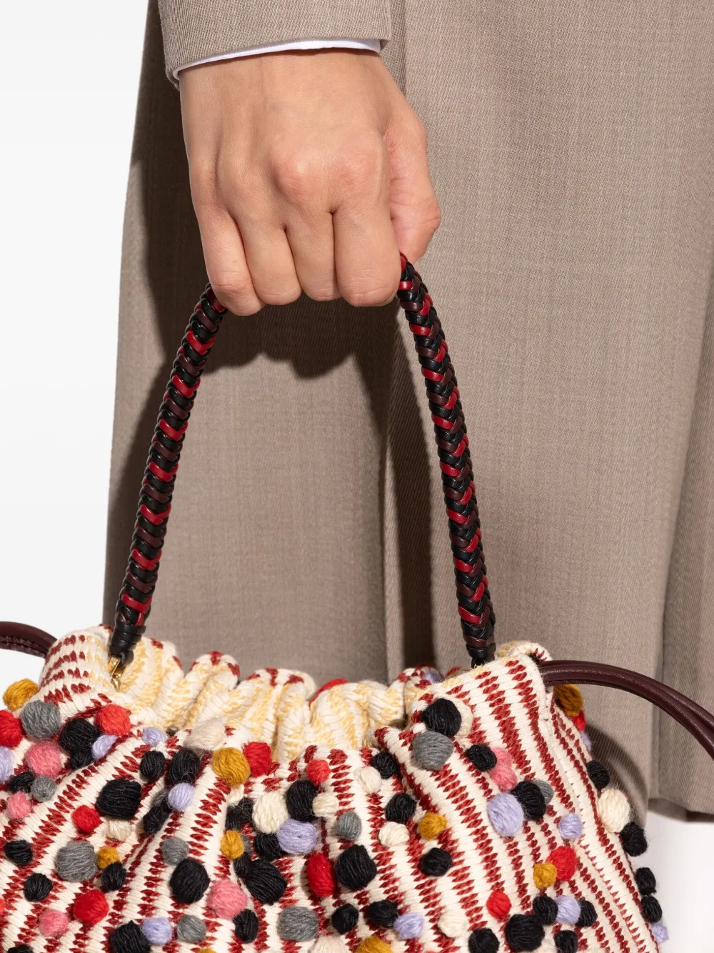 Loewe Braided Leather Bag Strap In Black