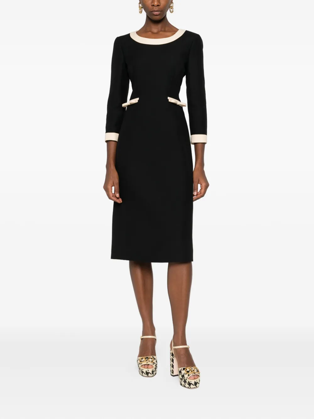 Valentino Garavani bow-embellished round-neck dress - Zwart