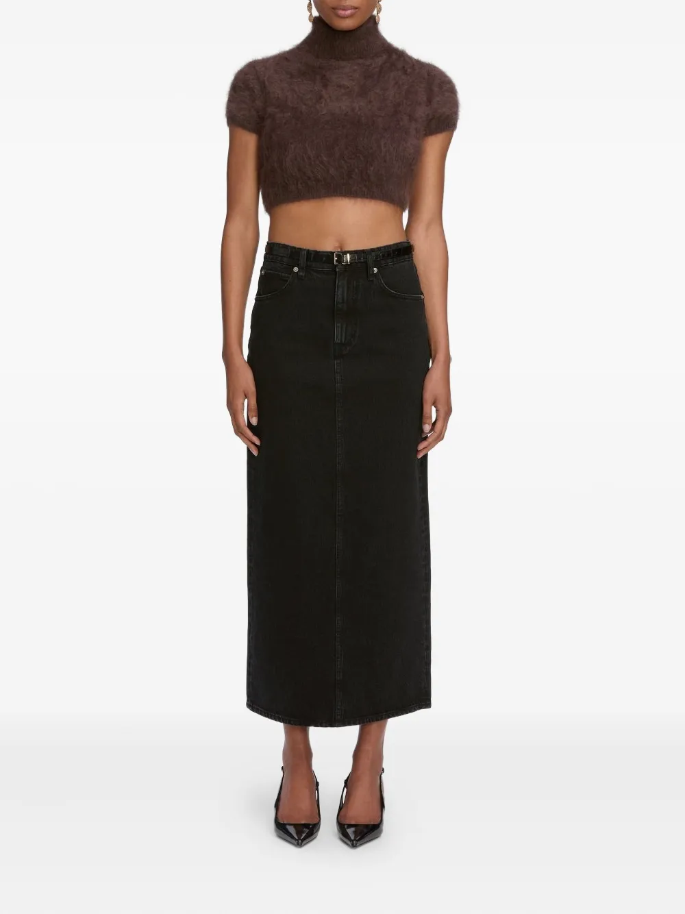 FRAME button-fastening midi skirt - Zwart