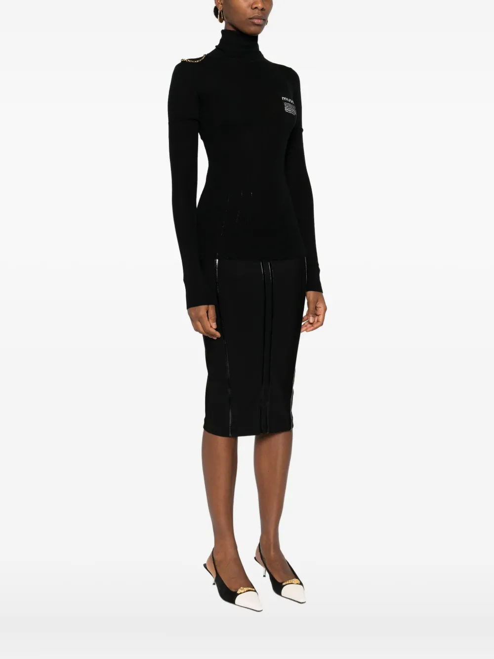 Elisabetta Franchi Turtleneck Logo-motif Sweater In Black