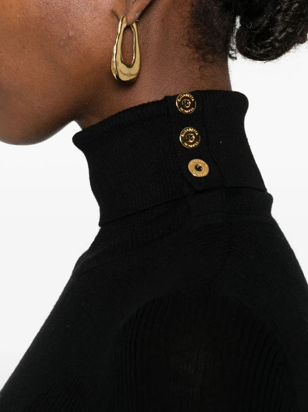 Elisabetta Franchi Turtleneck Logo-motif Sweater In Black
