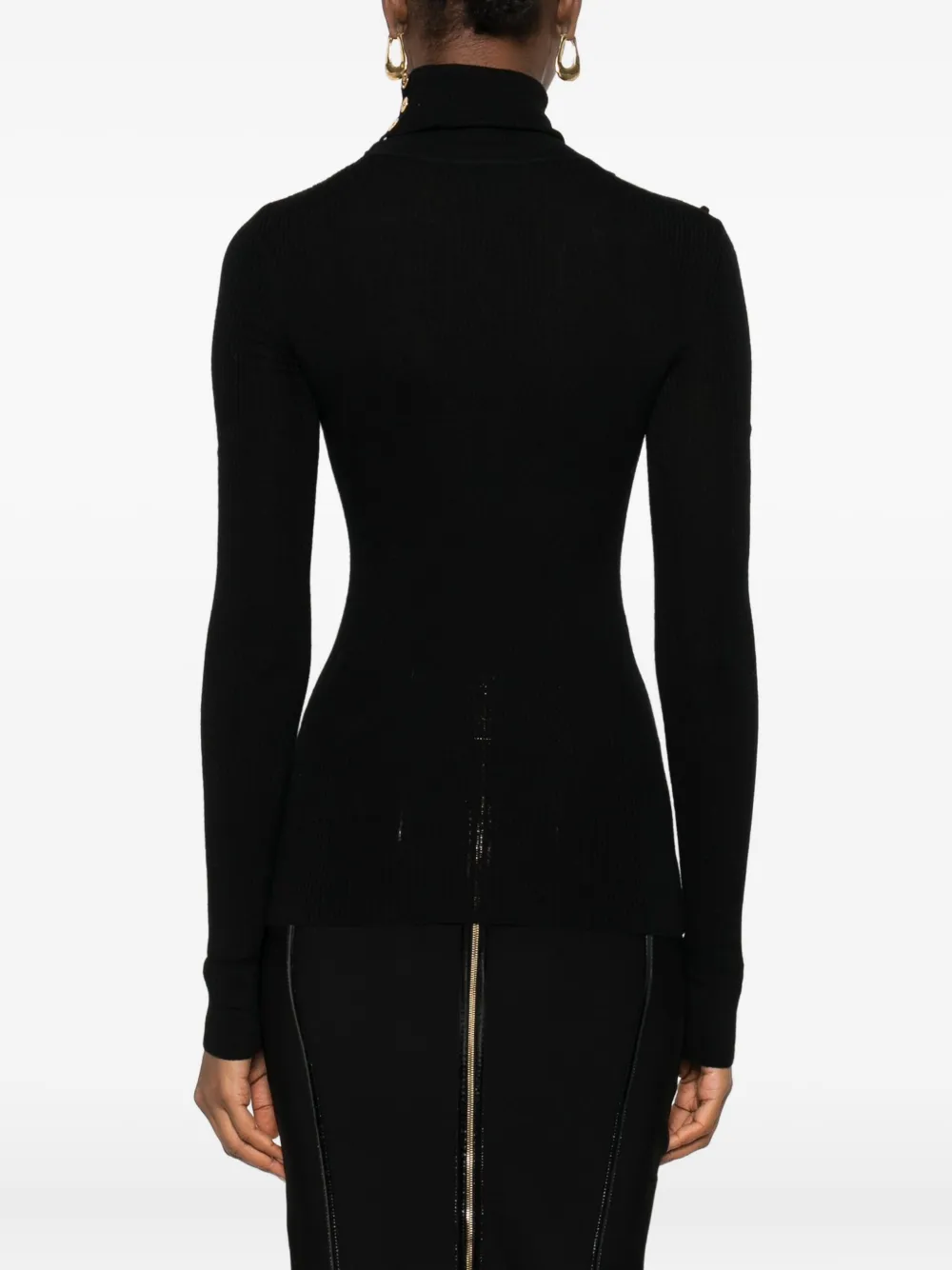 Elisabetta Franchi Turtleneck Logo-motif Sweater In Black