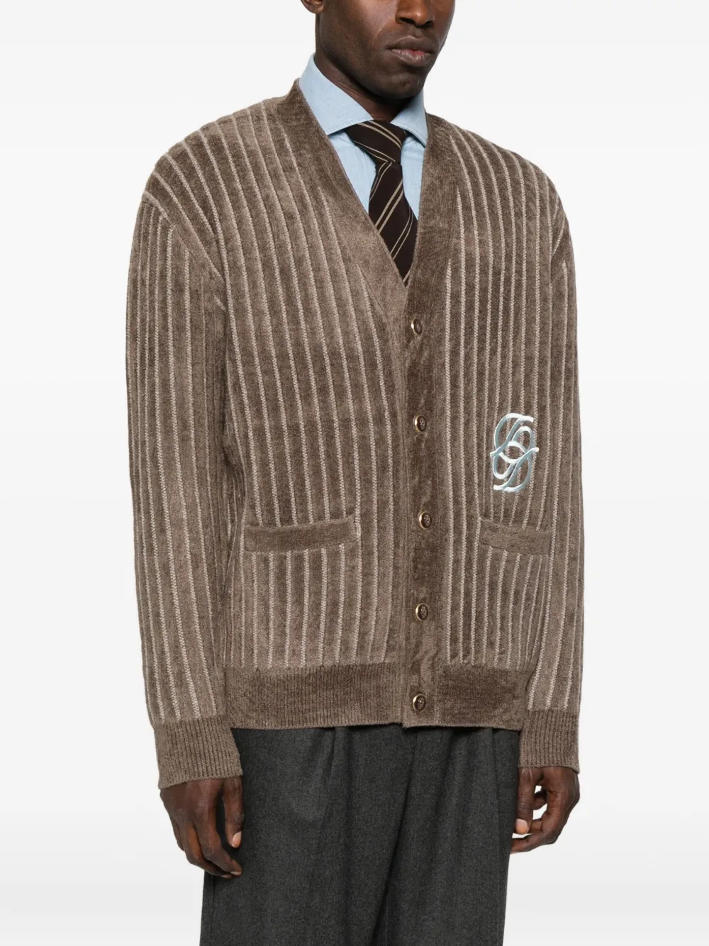 Drôle De Monsieur Drole De Monsieur Striped Cardigan With Logo In Black