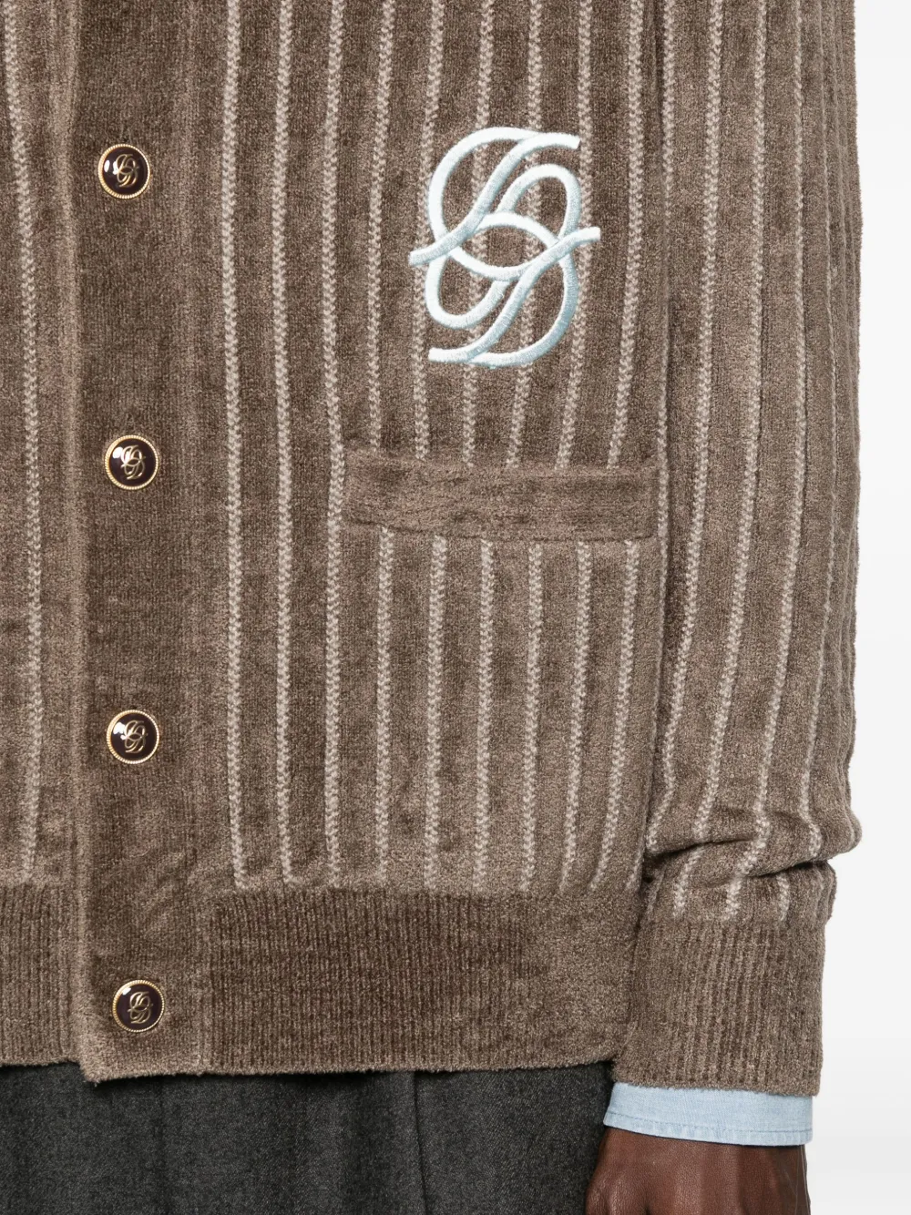 Drôle De Monsieur Drole De Monsieur Striped Cardigan With Logo In Black