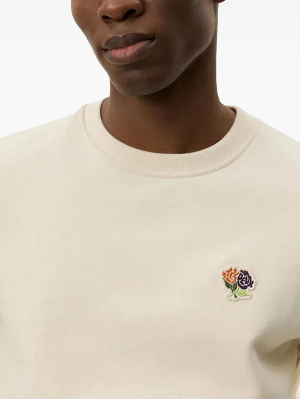 Les Deux Floral-embroidered Crew-neck Sweatshirt In Neutral