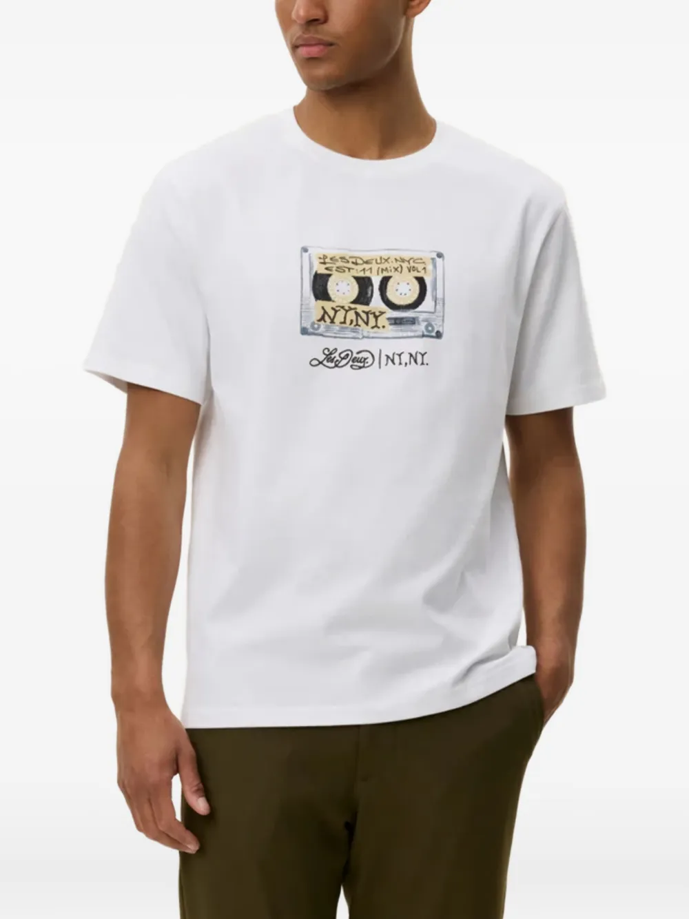 Les Deux T-shirt met print Wit