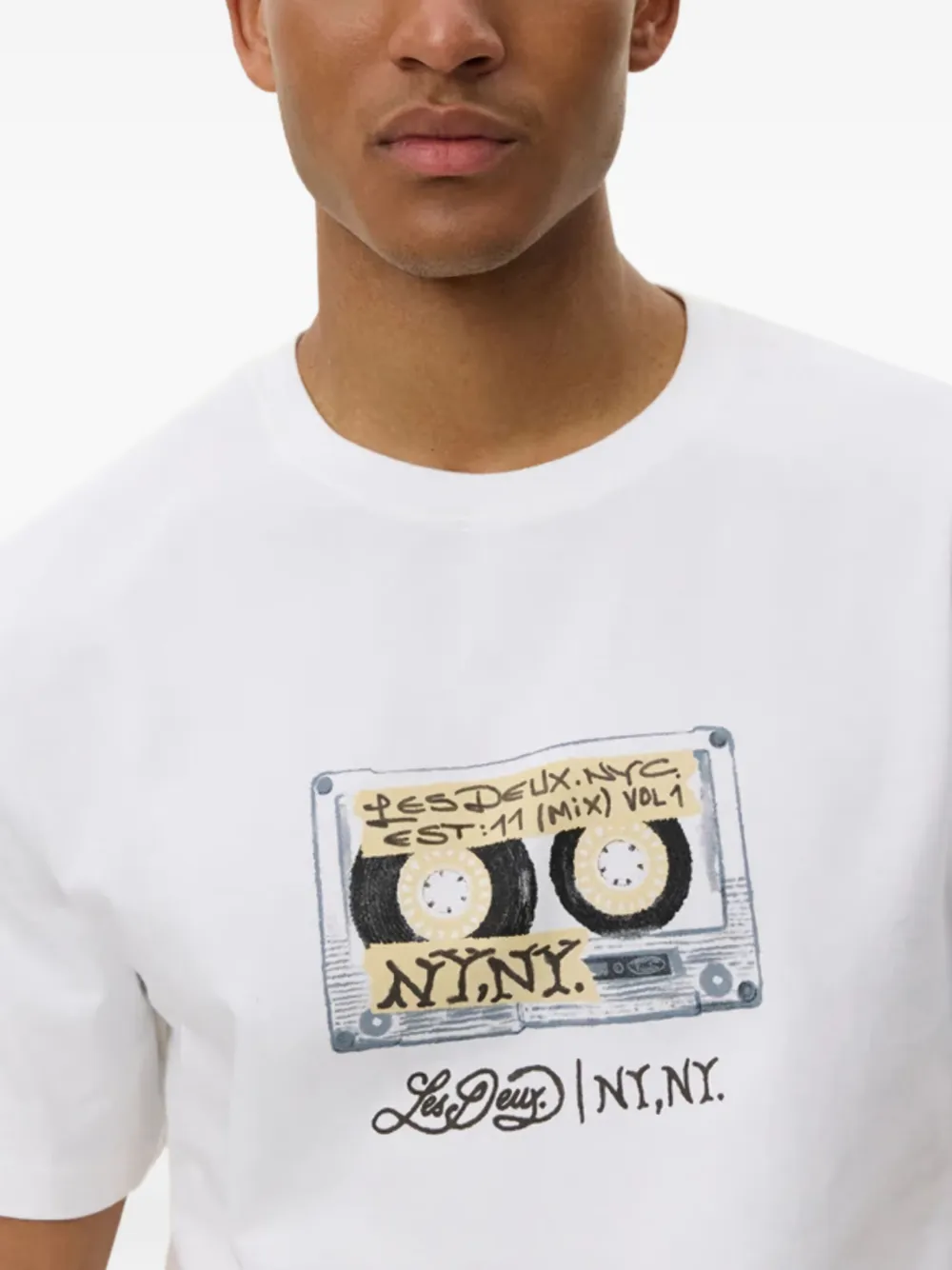 Les Deux T-shirt met print Wit