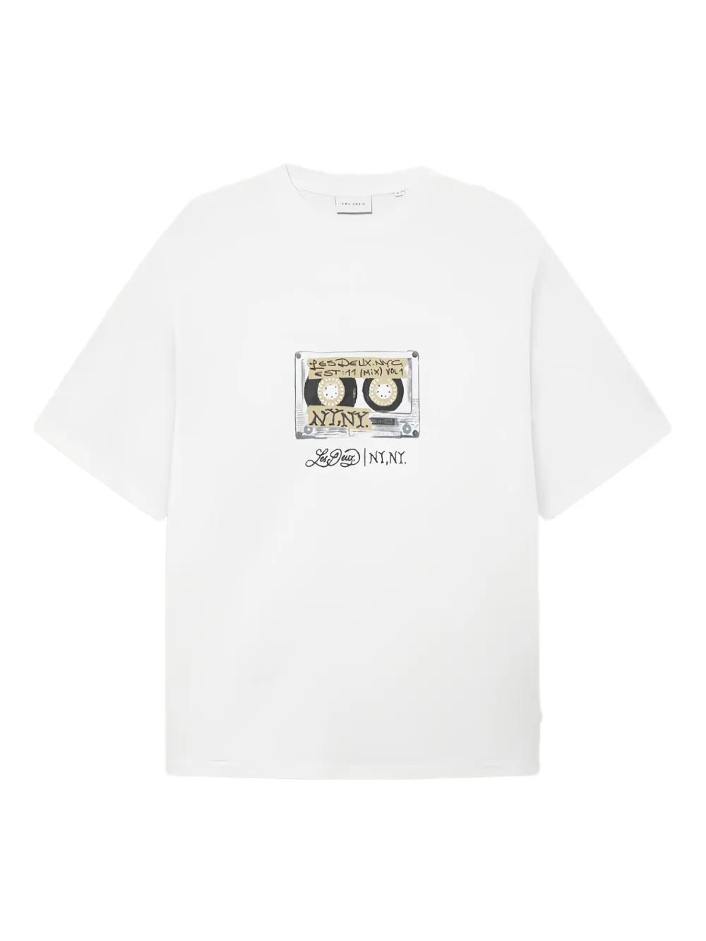Les Deux cassette-print T-shirt | White | Image 1