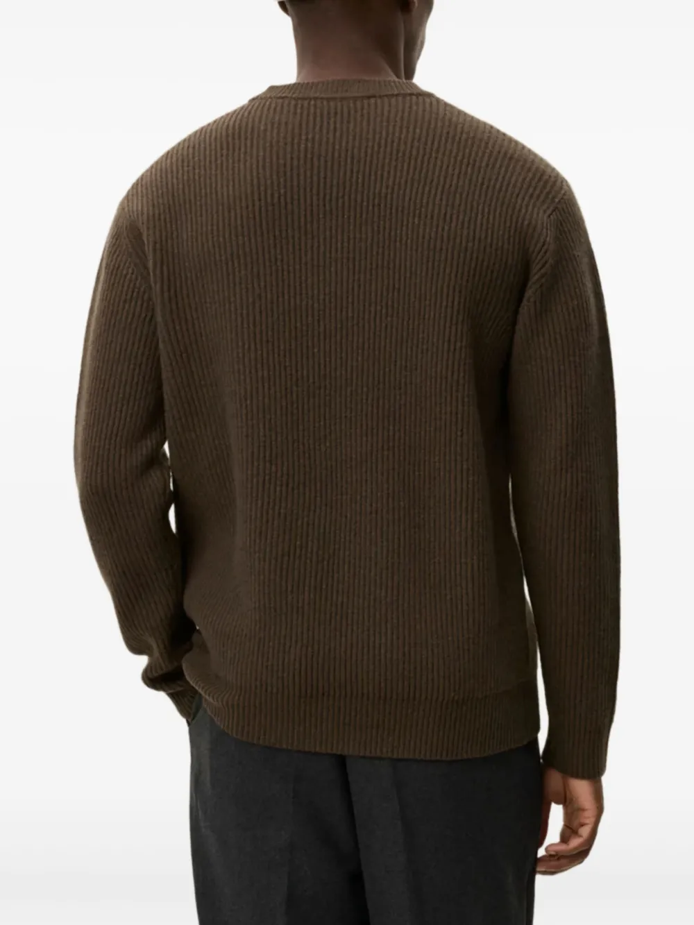 Les Deux Geribbelde sweater met ronde hals Bruin