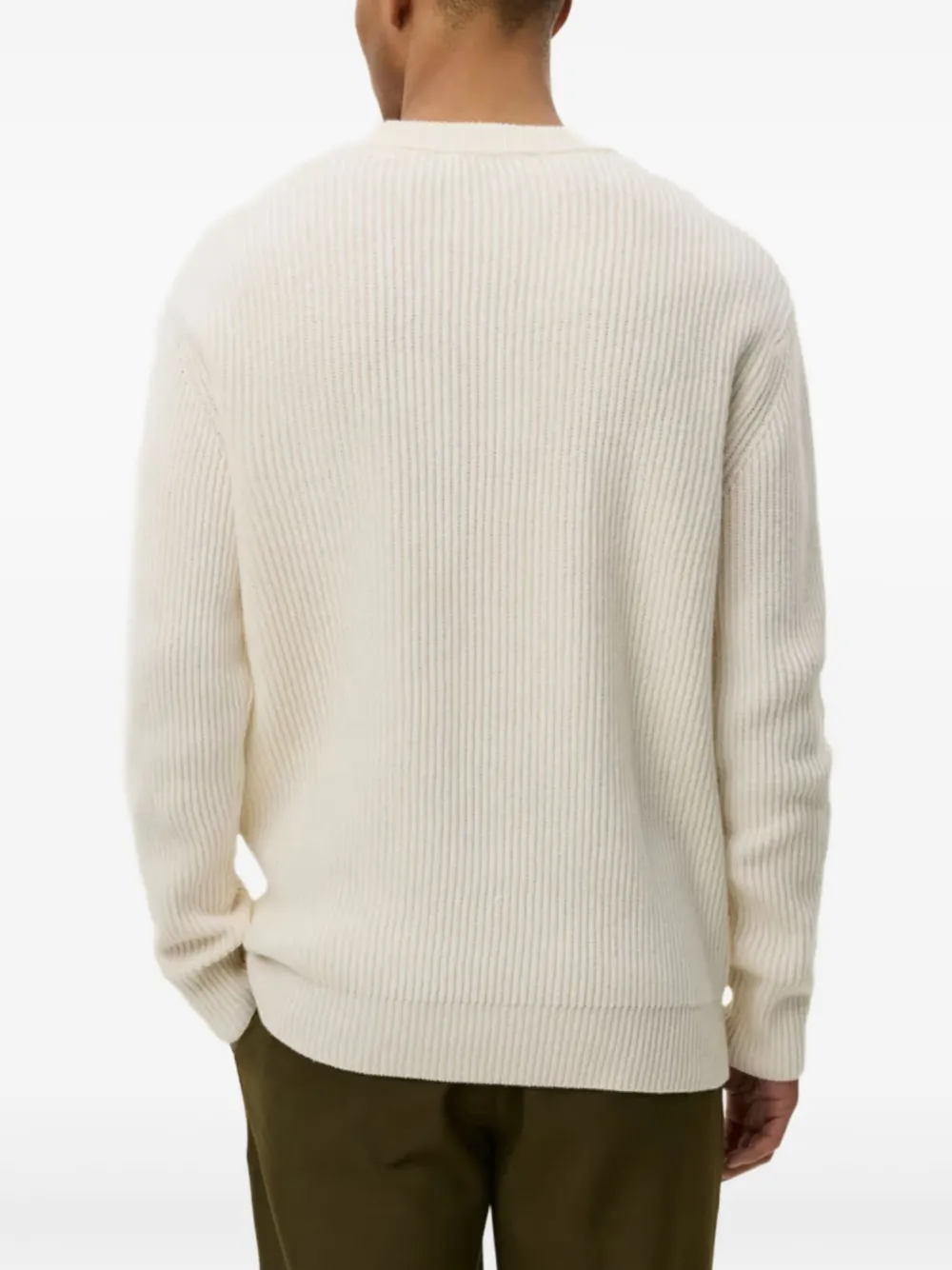 Les Deux Eddie Wool Rib Crew Neck Knit Sweater In White