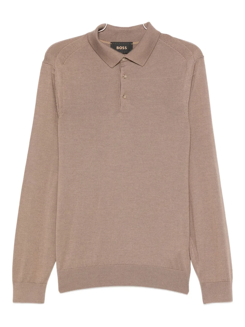 Hugo Boss Buttoned Long-sleeve Polo Shirt In Brown