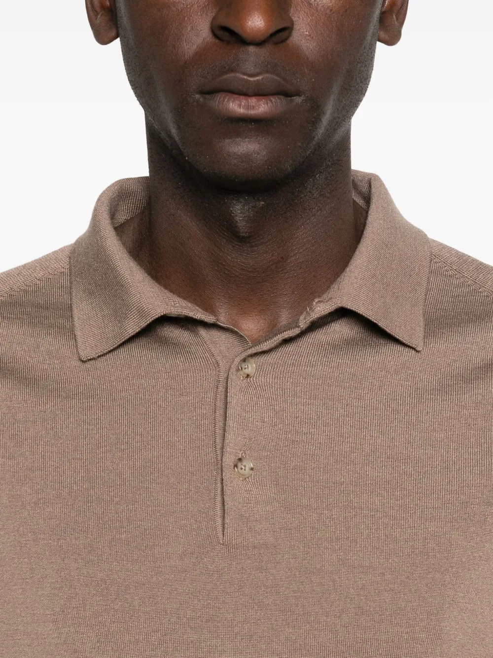 Hugo Boss Buttoned Long-sleeve Polo Shirt In Brown
