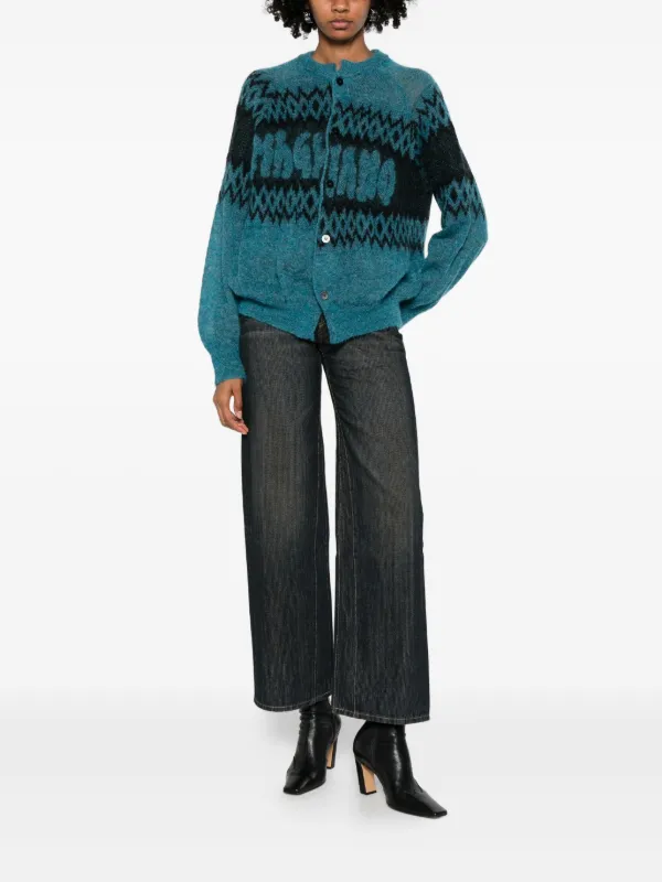 Magliano Patterned Buttoned Cardigan | Blue | FARFETCH CA