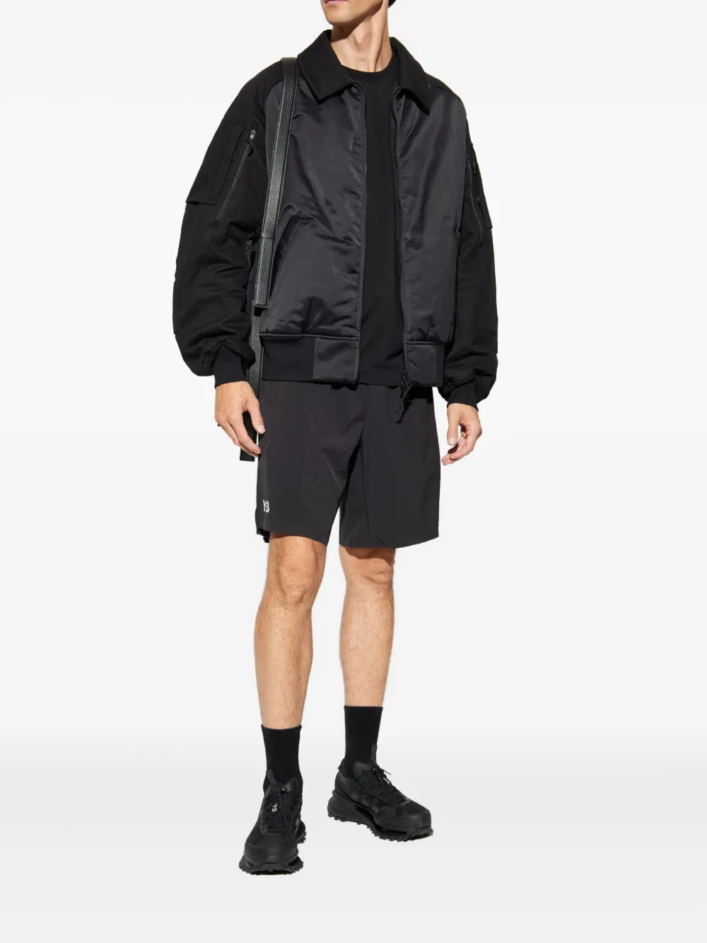 Y-3 Contrast-panel Bomber Jacket In Black