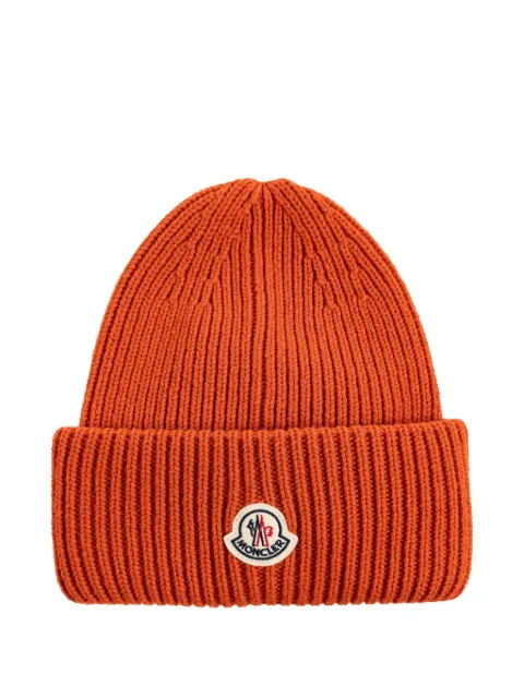 Moncler ribbed logo-patch beanie 
