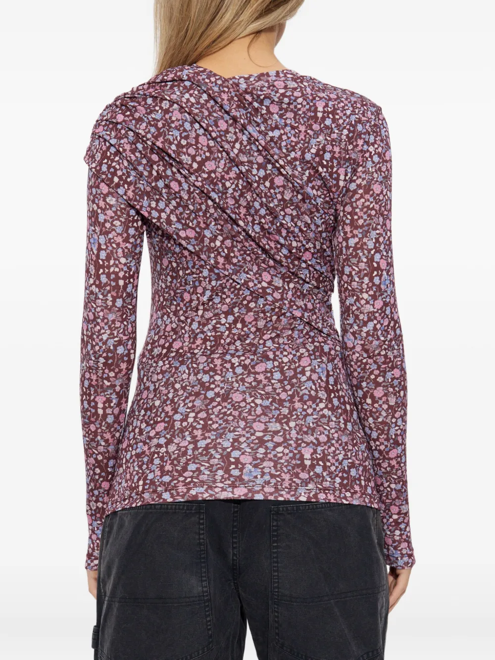 Isabel Marant Étoile Draped Floral-print Top In Purple