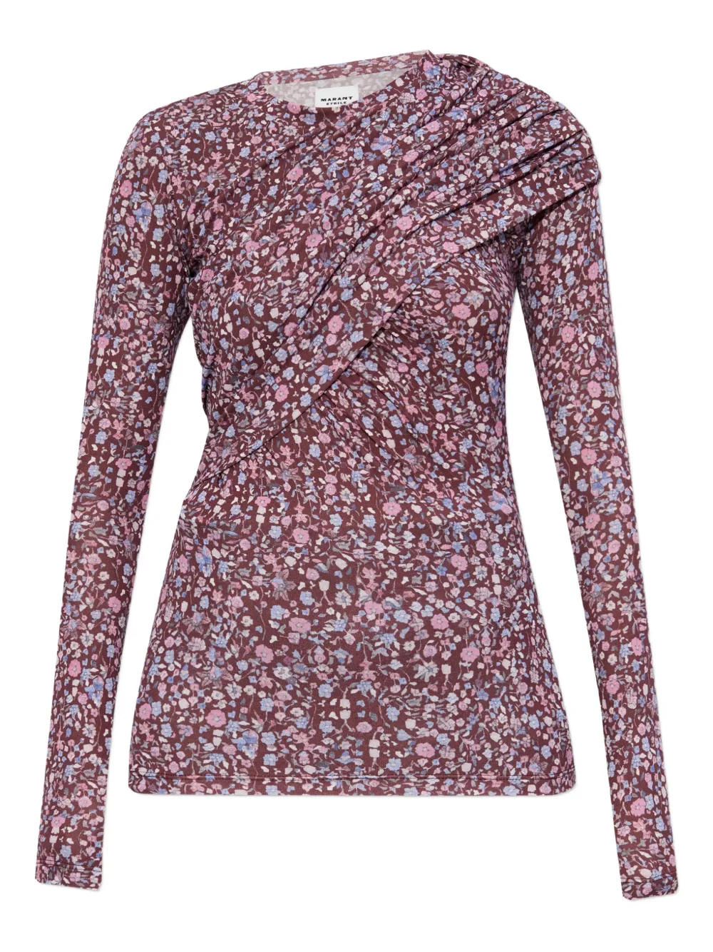 Isabel Marant Étoile Draped Floral-print Top In Purple