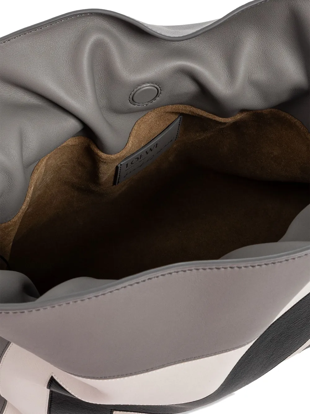 Loewe Medium Flamenco Knot-detail Panelled Shoulder Bag In Gray
