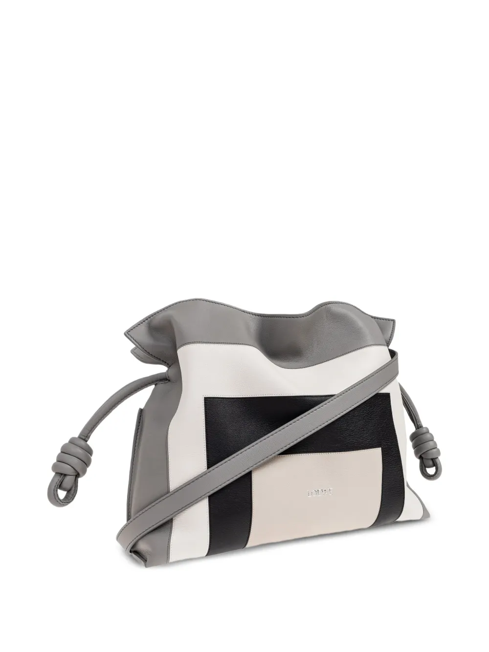 Loewe Medium Flamenco Knot-detail Panelled Shoulder Bag In Gray