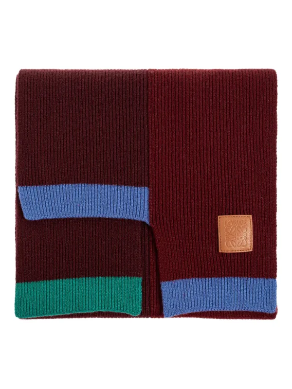 Loewe Ribbed Asymmetric Scarf in Red