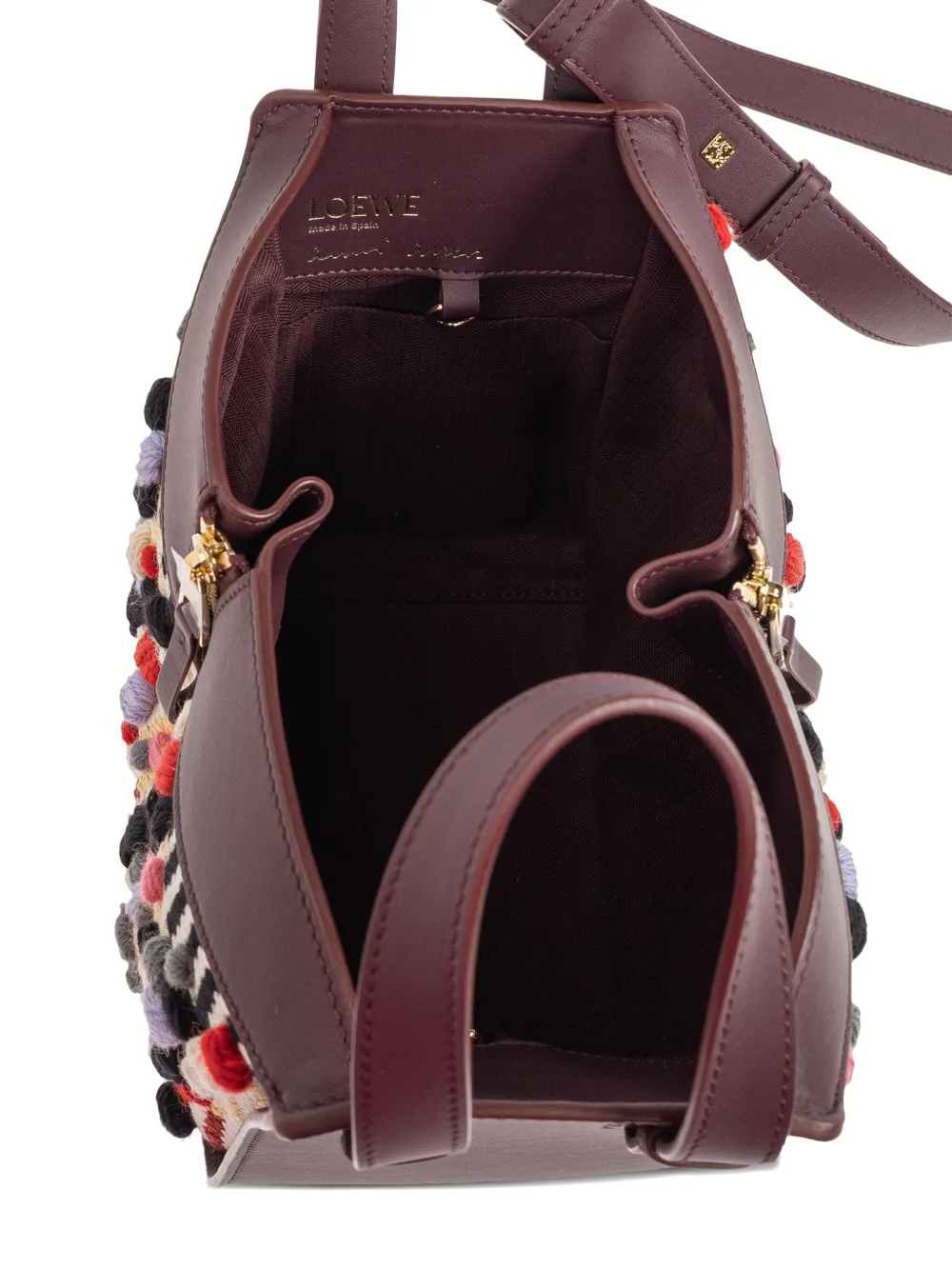 Loewe Hammock Pom-pom Leather Tote Bag In Red