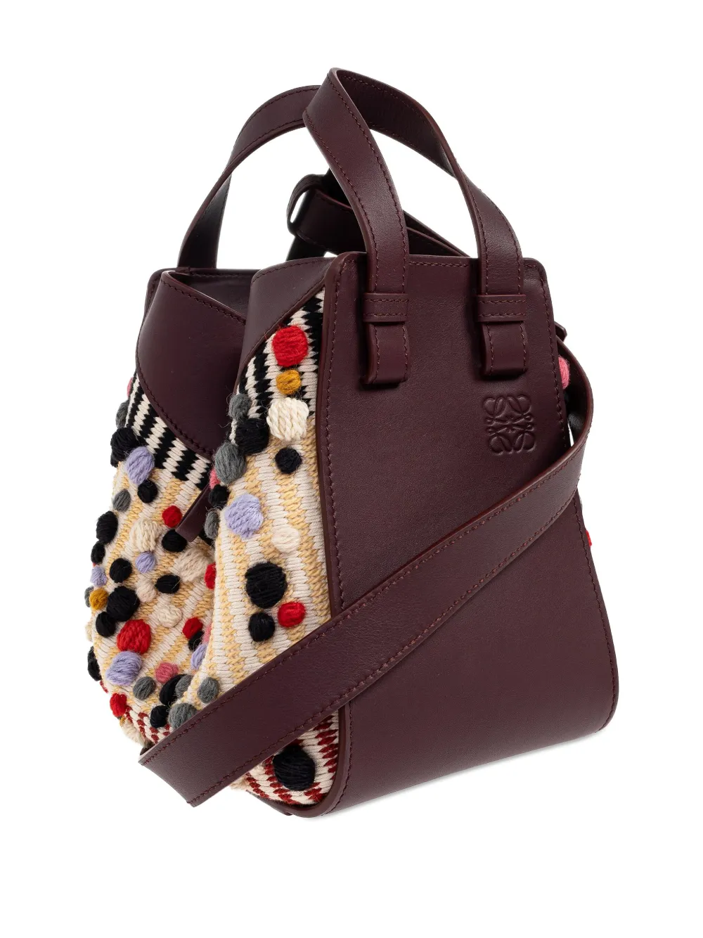 Loewe Hammock Pom-pom Leather Tote Bag In Red