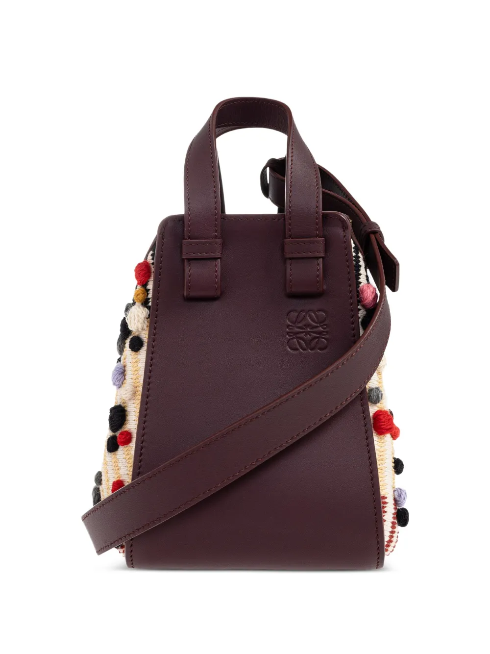 Loewe Hammock Pom-pom Leather Tote Bag In Red